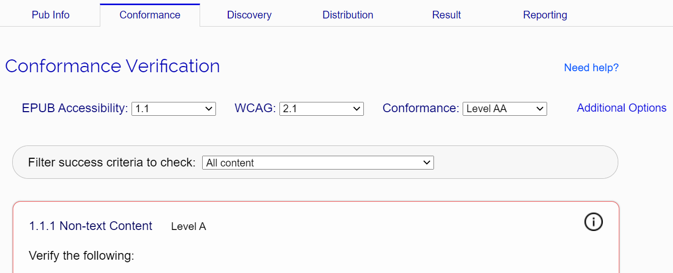 Conformance tab